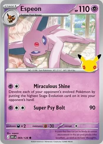 Carta Espeon 069/128 do set 30th Celebration — Pokémon TCG | Bynx