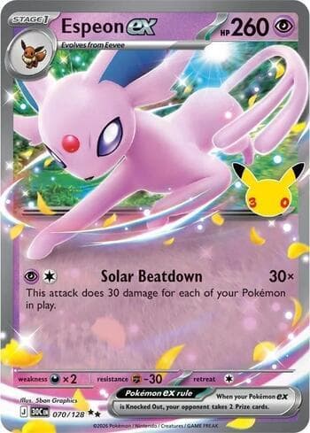 Carta Espeon ex 070/128 do set 30th Celebration — Pokémon TCG | Bynx
