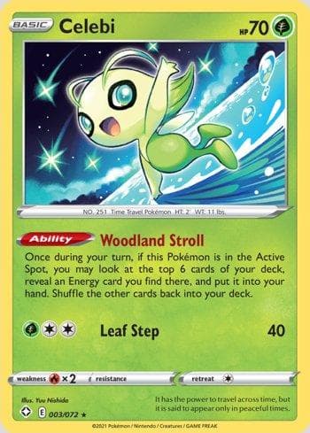 Carta Celebi 3/72 do set Destinos Brilhantes — Pokémon TCG | Bynx