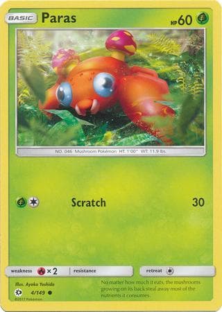 Carta Paras 4/149 do set Sol e Lua — Pokémon TCG | Bynx