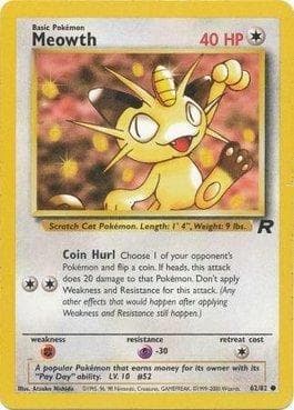 Carta Meowth 62/82 do set Team Rocket — Pokémon TCG | Bynx