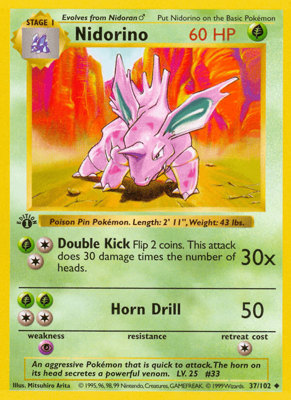 Carta Nidorino 37/102 do set Base — Pokémon TCG | Bynx