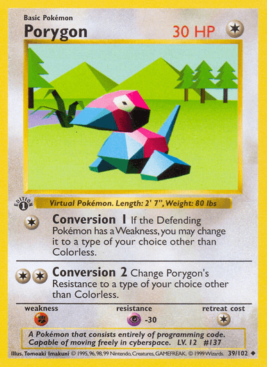 Carta Porygon 39/102 do set Base — Pokémon TCG | Bynx