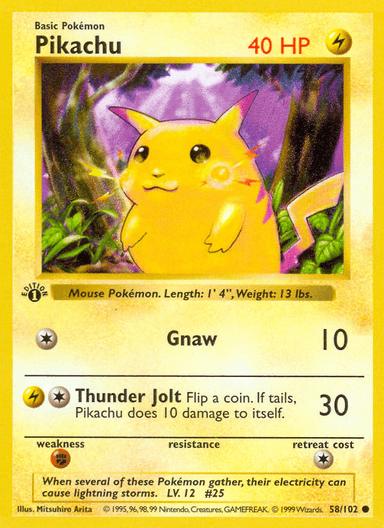 Carta Pikachu 58/102 do set Base — Pokémon TCG | Bynx