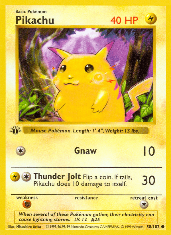 Carta Pikachu 58/102 do set Base — Pokémon TCG | Bynx
