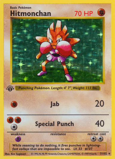 Carta Hitmonchan 7/102 do set Base — Pokémon TCG | Bynx