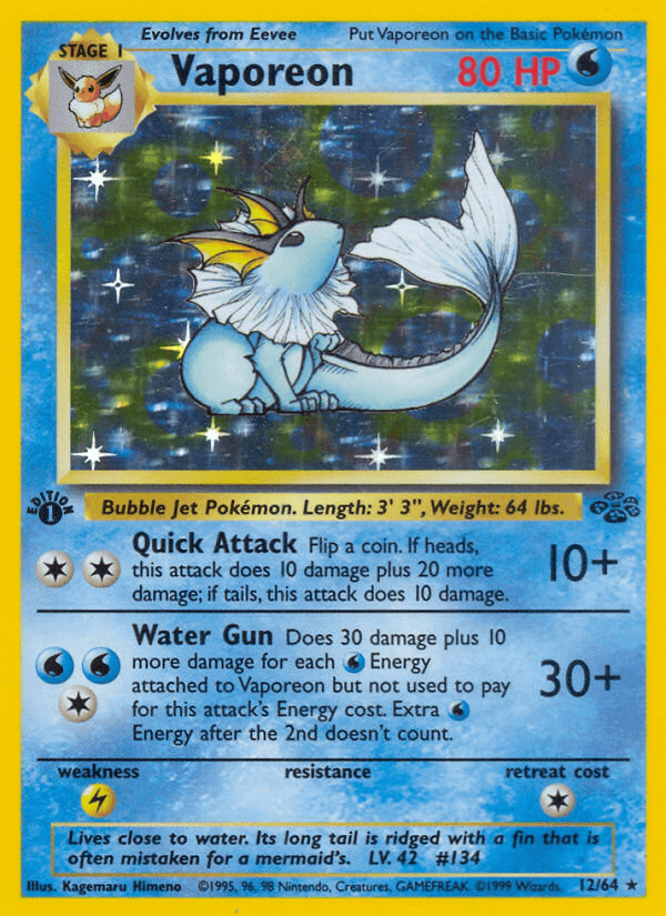 Carta Vaporeon 12/64 do set Jungle — Pokémon TCG | Bynx