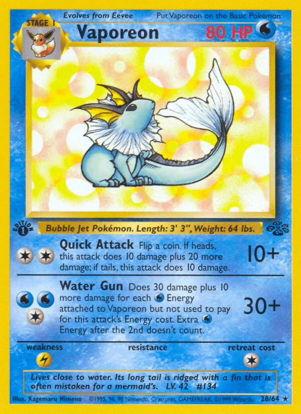 Carta Vaporeon 28/64 do set Jungle — Pokémon TCG | Bynx