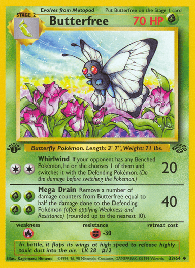 Carta Butterfree 33/64 do set Jungle — Pokémon TCG | Bynx
