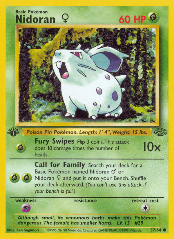 Carta Nidoran ♀ 57/64 do set Jungle — Pokémon TCG | Bynx