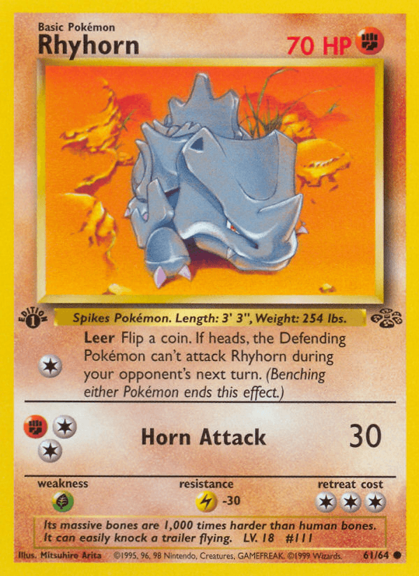 Carta Rhyhorn 61/64 do set Jungle — Pokémon TCG | Bynx