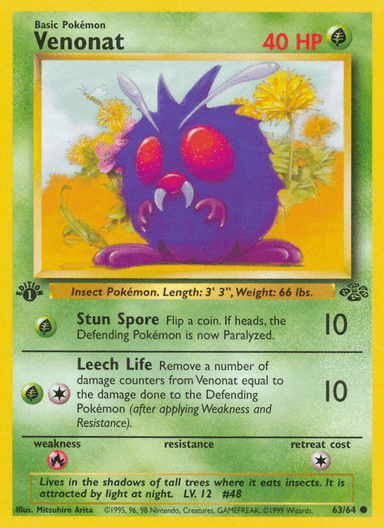 Carta Venonat 63/64 do set Jungle — Pokémon TCG | Bynx