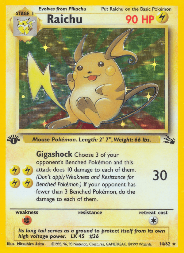 Carta Raichu 14/62 do set Fossil — Pokémon TCG | Bynx
