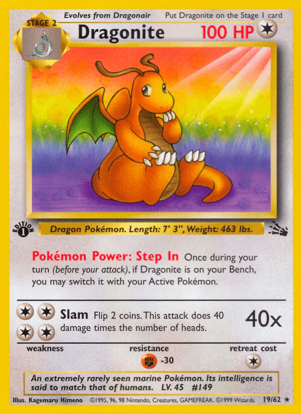 Carta Dragonite 19/62 do set Fossil — Pokémon TCG | Bynx