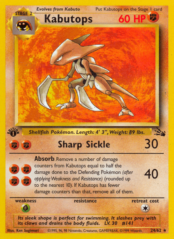 Carta Kabutops 24/62 do set Fossil — Pokémon TCG | Bynx