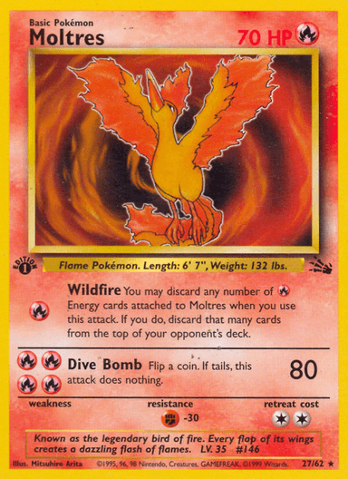 Carta Moltres 27/62 do set Fossil — Pokémon TCG | Bynx