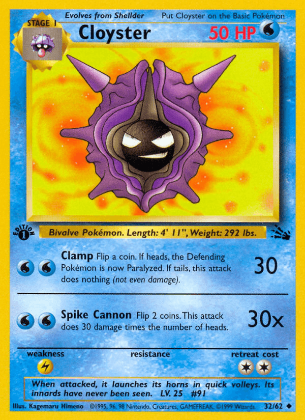 Carta Cloyster 32/62 do set Fossil — Pokémon TCG | Bynx