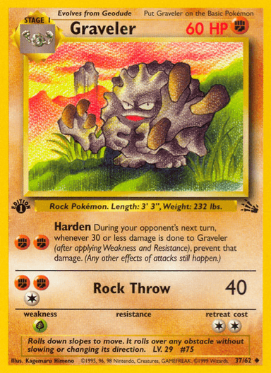 Carta Graveler 37/62 do set Fossil — Pokémon TCG | Bynx