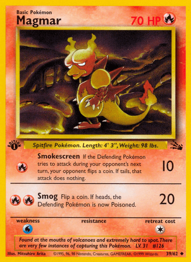 Carta Magmar 39/62 do set Fossil — Pokémon TCG | Bynx