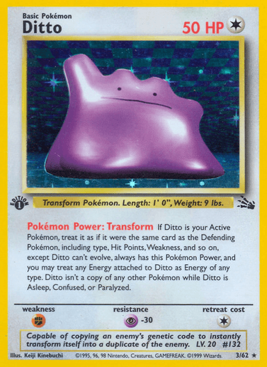 Carta Ditto 3/62 do set Fossil — Pokémon TCG | Bynx