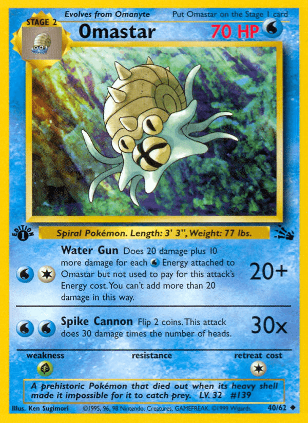 Carta Omastar 40/62 do set Fossil — Pokémon TCG | Bynx