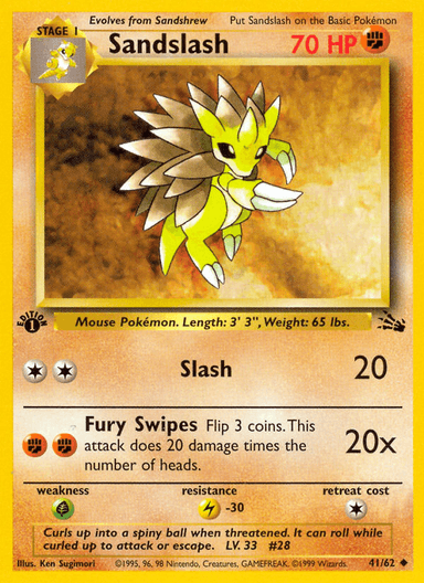 Carta Sandslash 41/62 do set Fossil — Pokémon TCG | Bynx