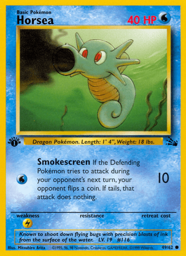 Carta Horsea 49/62 do set Fossil — Pokémon TCG | Bynx