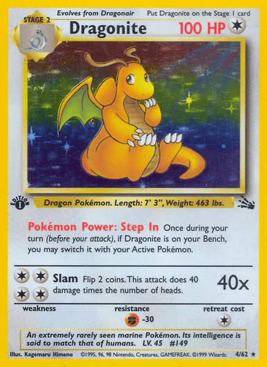 Carta Dragonite 4/62 do set Fossil — Pokémon TCG | Bynx