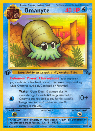 Carta Omanyte 52/62 do set Fossil — Pokémon TCG | Bynx