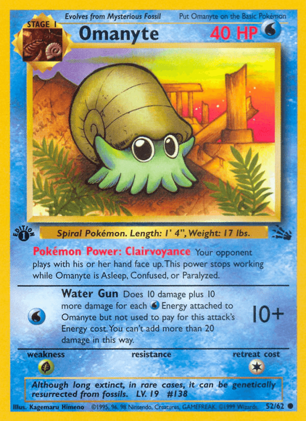 Carta Omanyte 52/62 do set Fossil — Pokémon TCG | Bynx