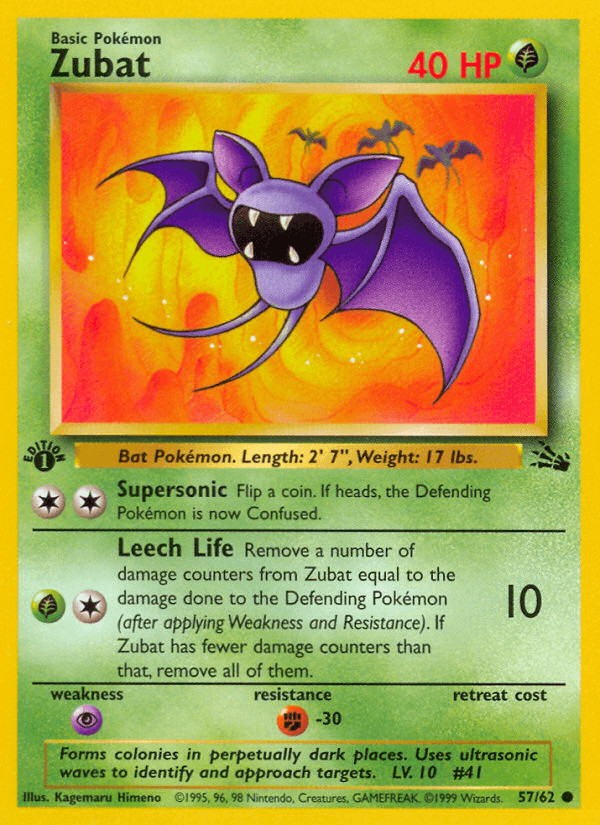 Carta Zubat 57/62 do set Fossil — Pokémon TCG | Bynx