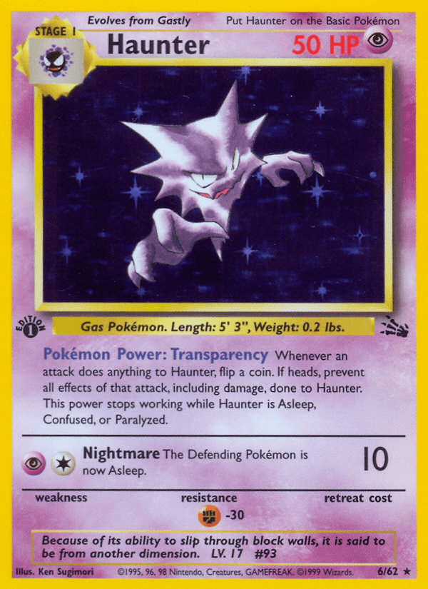 Carta Haunter 6/62 do set Fossil — Pokémon TCG | Bynx