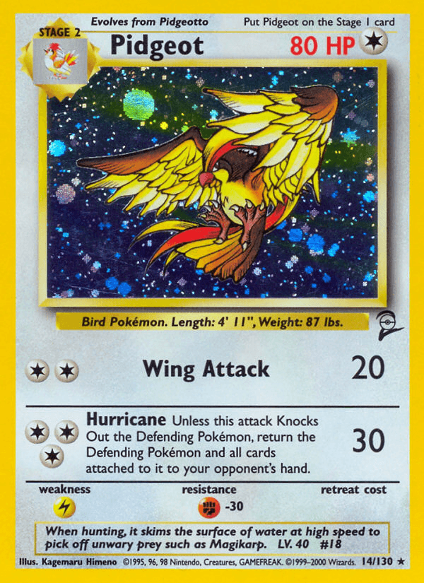 Carta Pidgeot 14/130 do set Base Set 2 — Pokémon TCG | Bynx