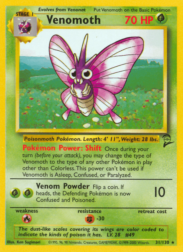 Carta Venomoth 31/130 do set Base Set 2 — Pokémon TCG | Bynx