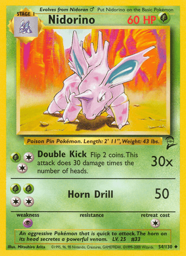 Carta Nidorino 54/130 do set Base Set 2 — Pokémon TCG | Bynx