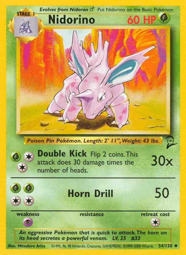 Carta Nidorino 54/130 do set Base Set 2 — Pokémon TCG | Bynx