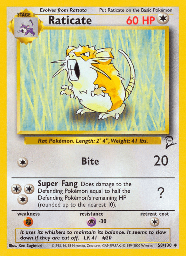 Carta Raticate 58/130 do set Base Set 2 — Pokémon TCG | Bynx