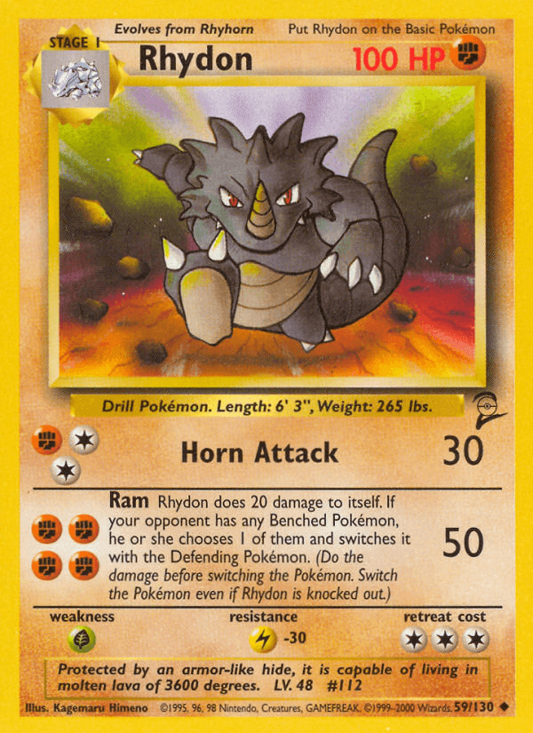 Carta Rhydon 59/130 do set Base Set 2 — Pokémon TCG | Bynx