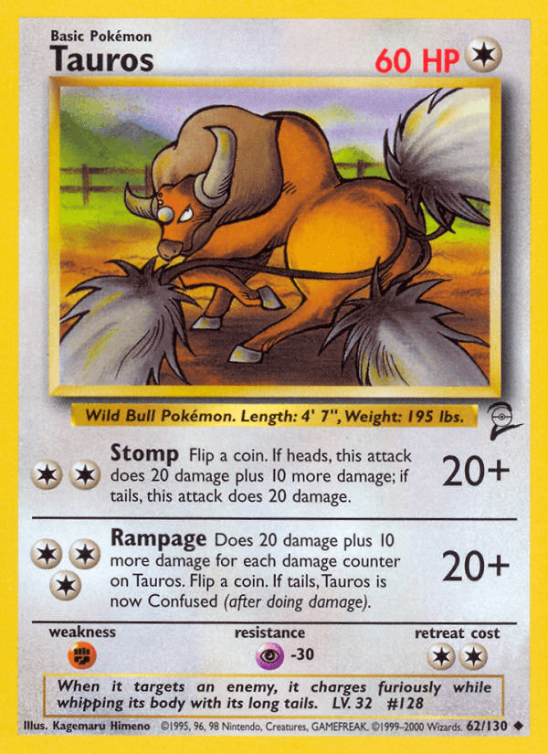 Carta Tauros 62/130 do set Base Set 2 — Pokémon TCG | Bynx