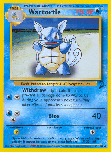Carta Wartortle 63/130 do set Base Set 2 — Pokémon TCG | Bynx