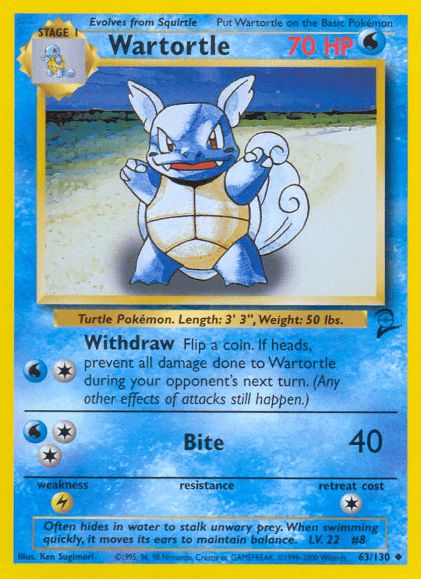 Carta Wartortle 63/130 do set Base Set 2 — Pokémon TCG | Bynx