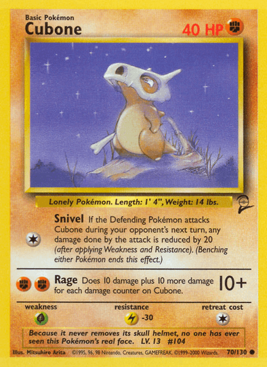 Carta Cubone 70/130 do set Base Set 2 — Pokémon TCG | Bynx