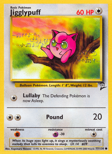 Carta Jigglypuff 77/130 do set Base Set 2 — Pokémon TCG | Bynx