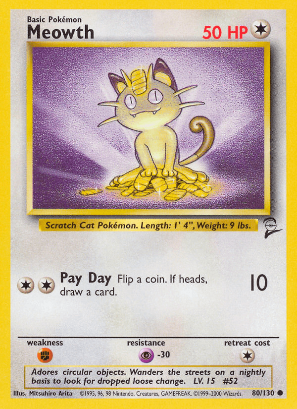 Carta Meowth 80/130 do set Base Set 2 — Pokémon TCG | Bynx