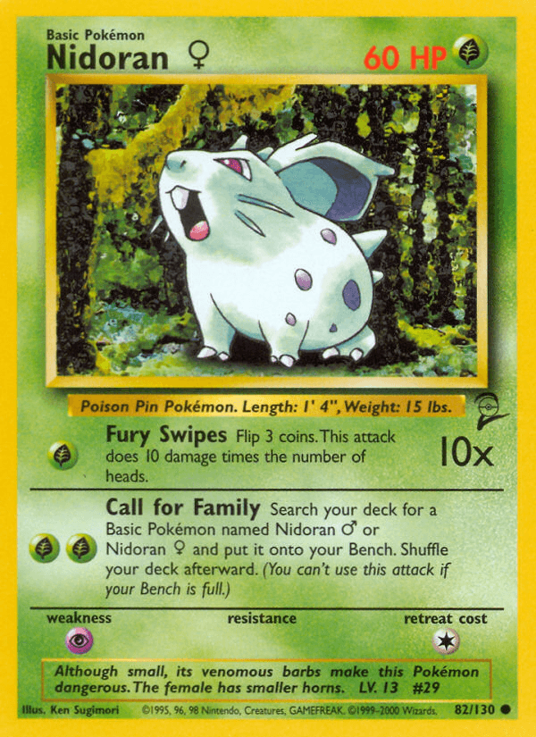 Carta Nidoran ♀ 82/130 do set Base Set 2 — Pokémon TCG | Bynx