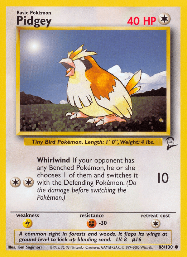 Carta Pidgey 86/130 do set Base Set 2 — Pokémon TCG | Bynx