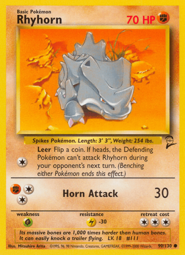 Carta Rhyhorn 90/130 do set Base Set 2 — Pokémon TCG | Bynx