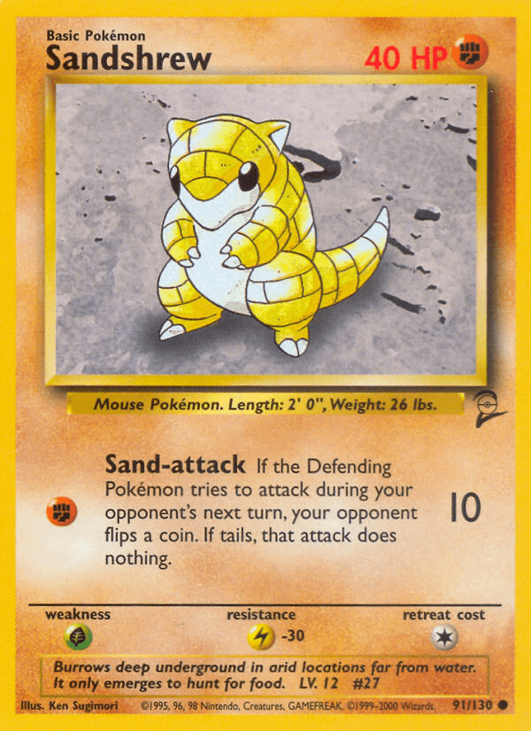 Carta Sandshrew 91/130 do set Base Set 2 — Pokémon TCG | Bynx