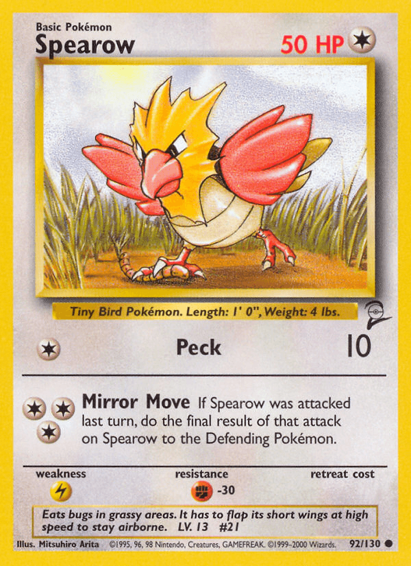 Carta Spearow 92/130 do set Base Set 2 — Pokémon TCG | Bynx