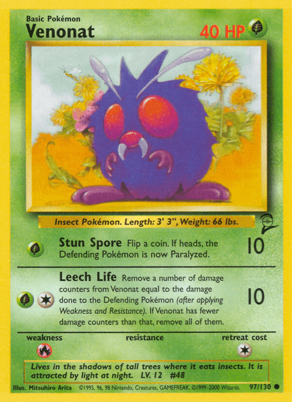 Carta Venonat 97/130 do set Base Set 2 — Pokémon TCG | Bynx